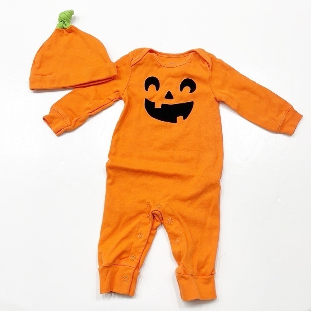 Carter’s Halloween Jack-o-lantern baby jumpsuit with matching hat